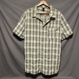Oakley Shirt Mens Large Button Cotton Plaid Collared Short Sleeve